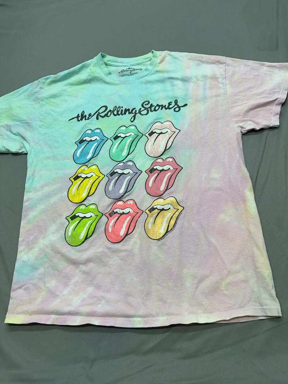 The Rolling Stones Pastel Tongues Tie Dye T-Shirt Size XL